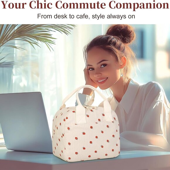 Lunch Box for Women Cute Corduroy Waterproof & Leakproof Lunch Bags Reusable The - Picture 5 of 8